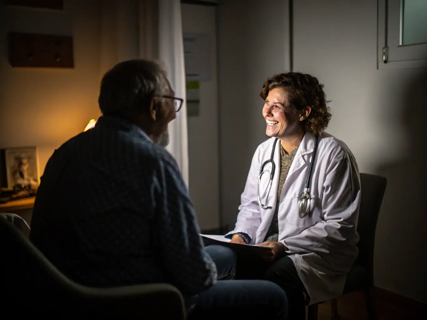 A brightly lit image of a doctor consulting with a patient, emphasizing a caring and supportive environment. The focus is on open communication and understanding the patient's concerns.